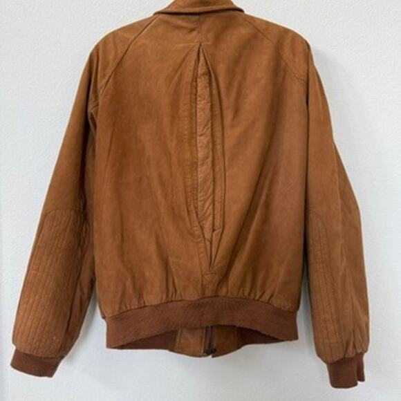 Marlboro Adventure Team Suede Leather Bomber Jacket Map Lining L Vintage 90s - Picture 6 of 8